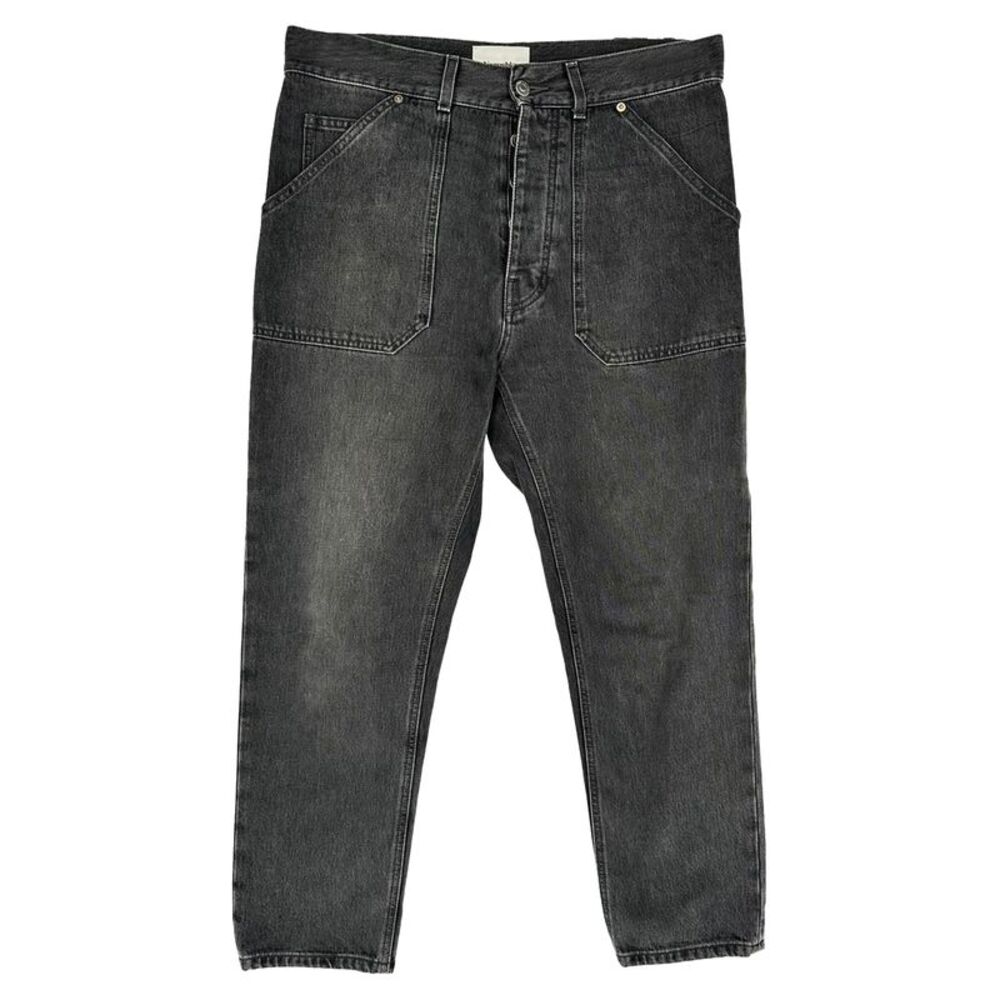 Nanushka Washed Cropped Jeans in Grey Cotton
